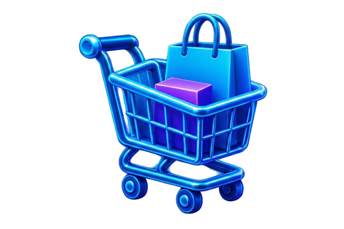 Shopping cart with bag and box