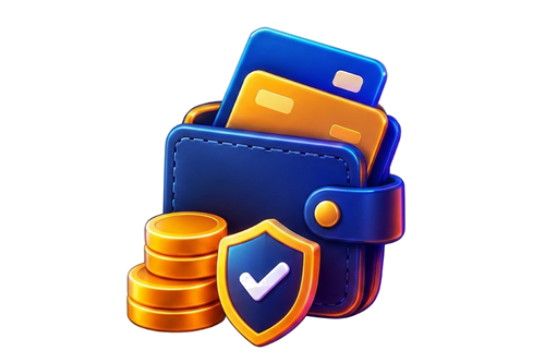 Wallet with cards and coins