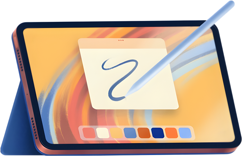 Design app on a tablet with stylus